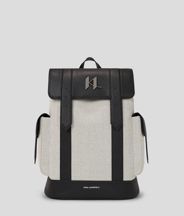 K/PLAK LEATHER CANVAS BACKPACK