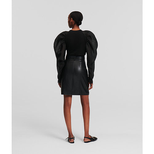 FAUX LEATHER SKIRT W/ZIP