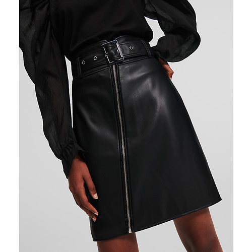 FAUX LEATHER SKIRT W/ZIP