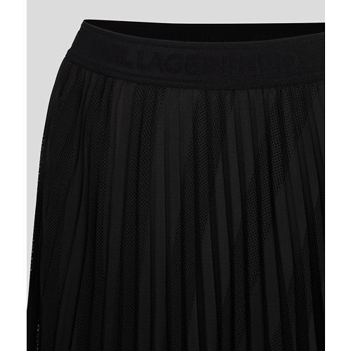 DIAGONAL MESH PLEATED SKIRT