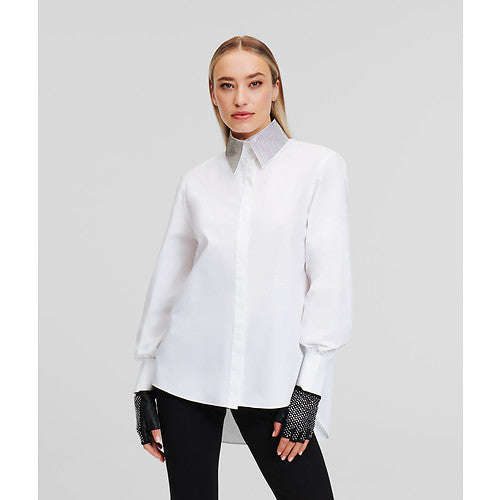 RHINESTONE COLLAR SHIRT