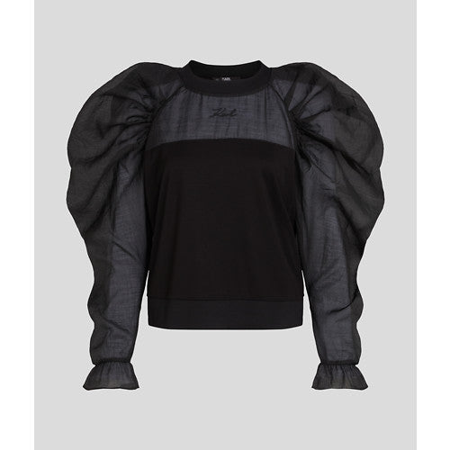 ORGANZA SLEEVE SWEATSHIRT