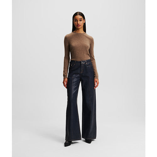 COATED WIDE LEG DENIM PANTS