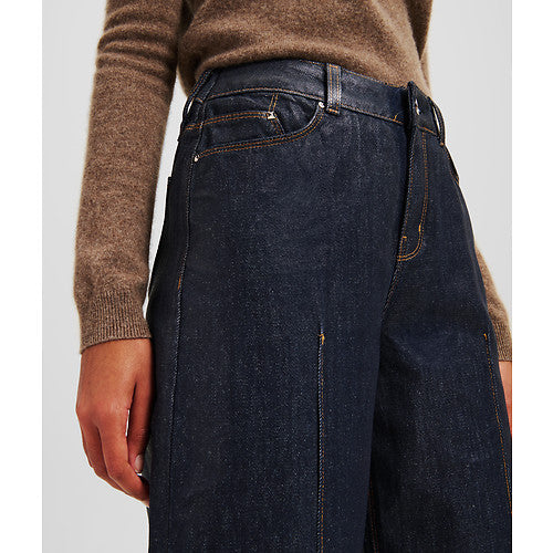 COATED WIDE LEG DENIM PANTS