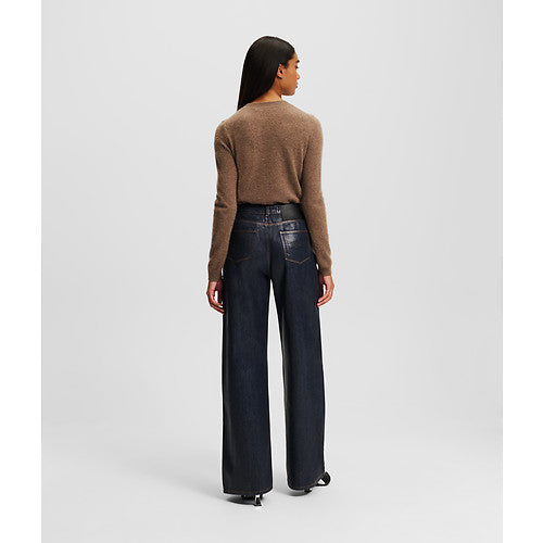 COATED WIDE LEG DENIM PANTS