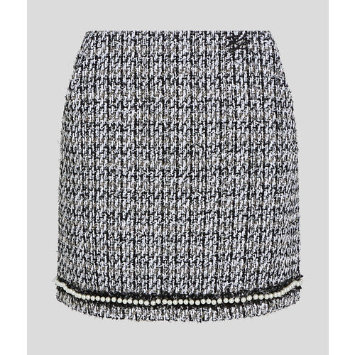 PEARL EMBELLISHED BOUCLE SKIRT