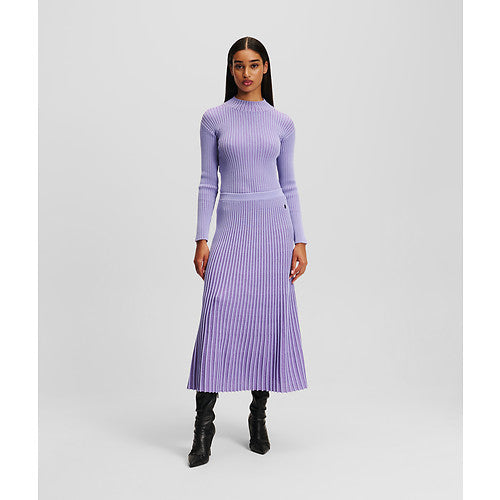 PLEATED LUREX KNIT SKIRT