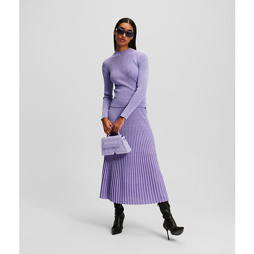 PLEATED LUREX KNIT SKIRT