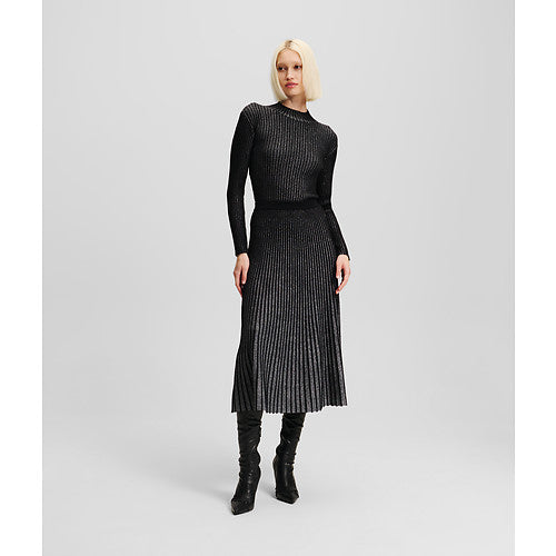 PLEATED LUREX KNIT SKIRT