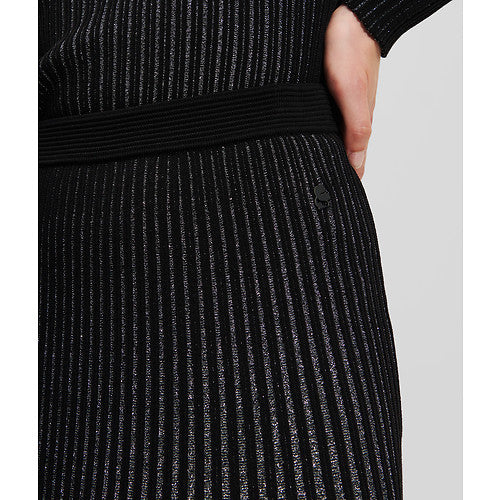 PLEATED LUREX KNIT SKIRT