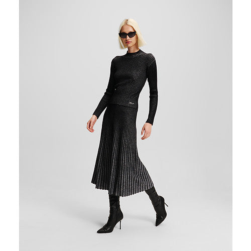 PLEATED LUREX KNIT SKIRT