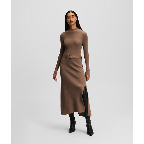 LSLV BUCKLE BELT KNIT DRESS