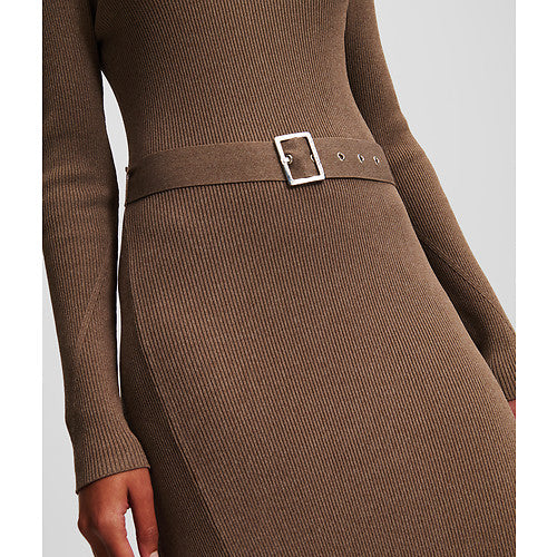 LSLV BUCKLE BELT KNIT DRESS