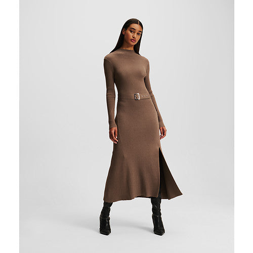 LSLV BUCKLE BELT KNIT DRESS