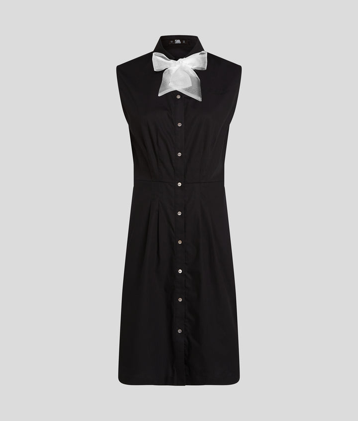 POPLIN SLVLESS SHIRT DRESS BOW