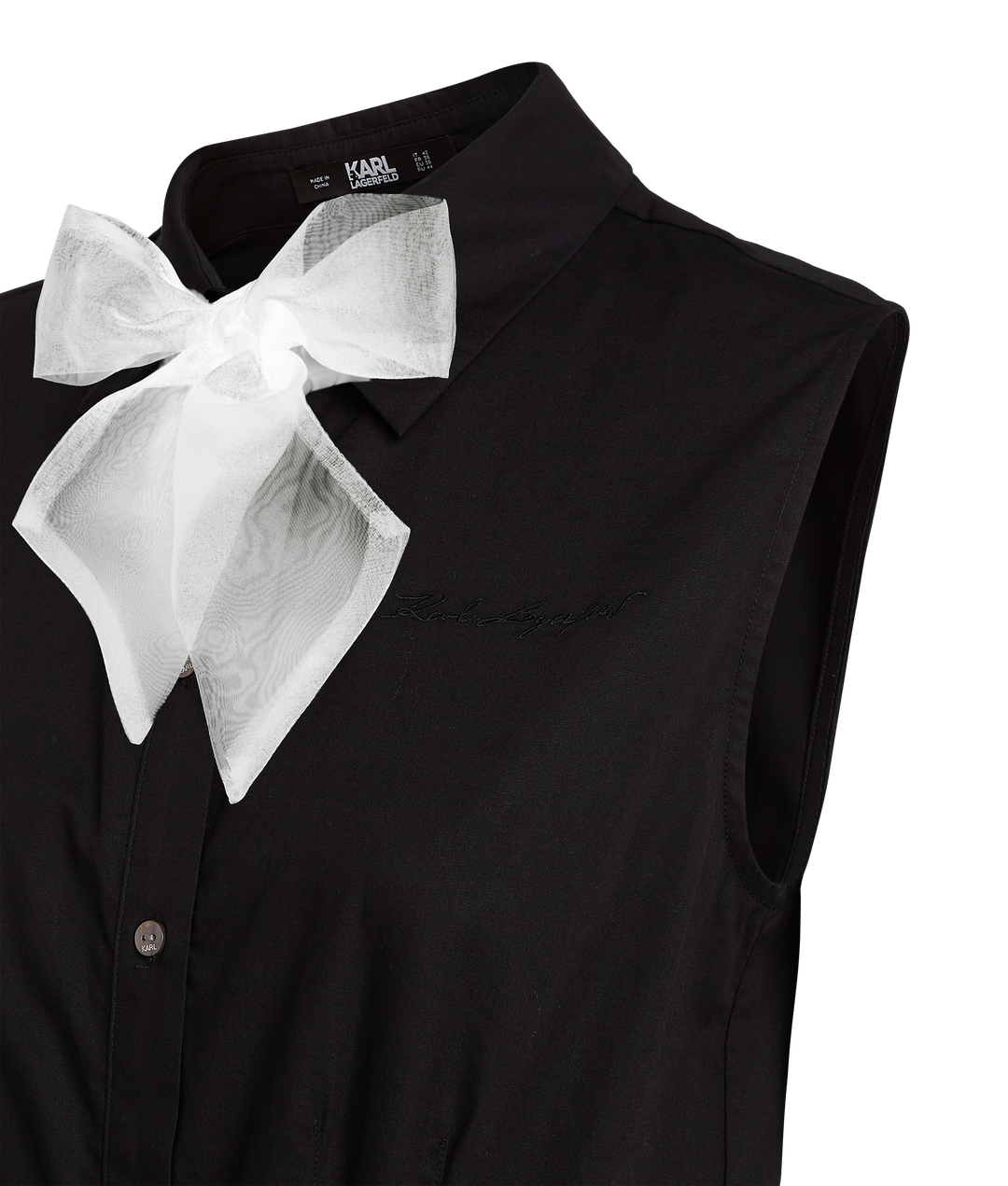 POPLIN SLVLESS SHIRT DRESS BOW