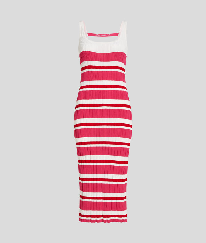 MULTI STRIPES RIB KNIT DRESS