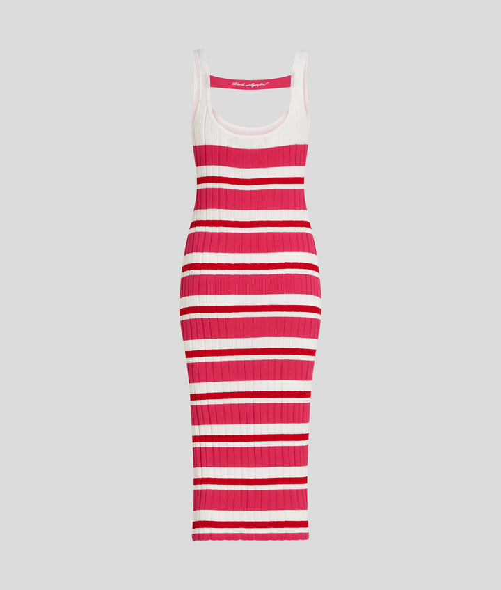 MULTI STRIPES RIB KNIT DRESS