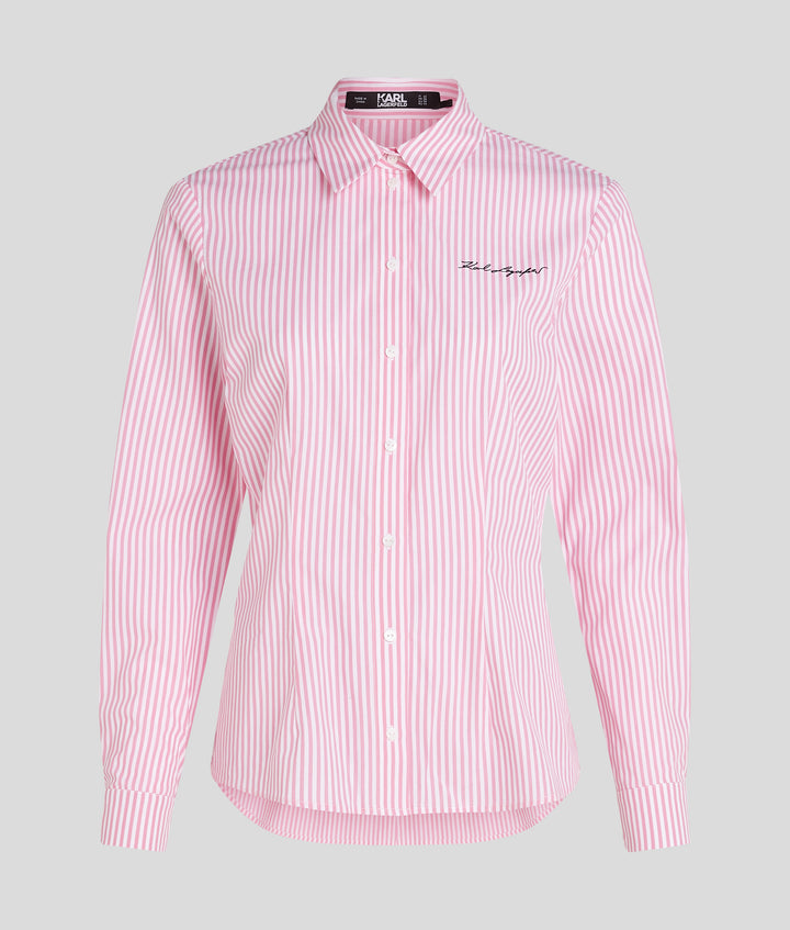 CTTN FITTED LS PINSTR SHIRT