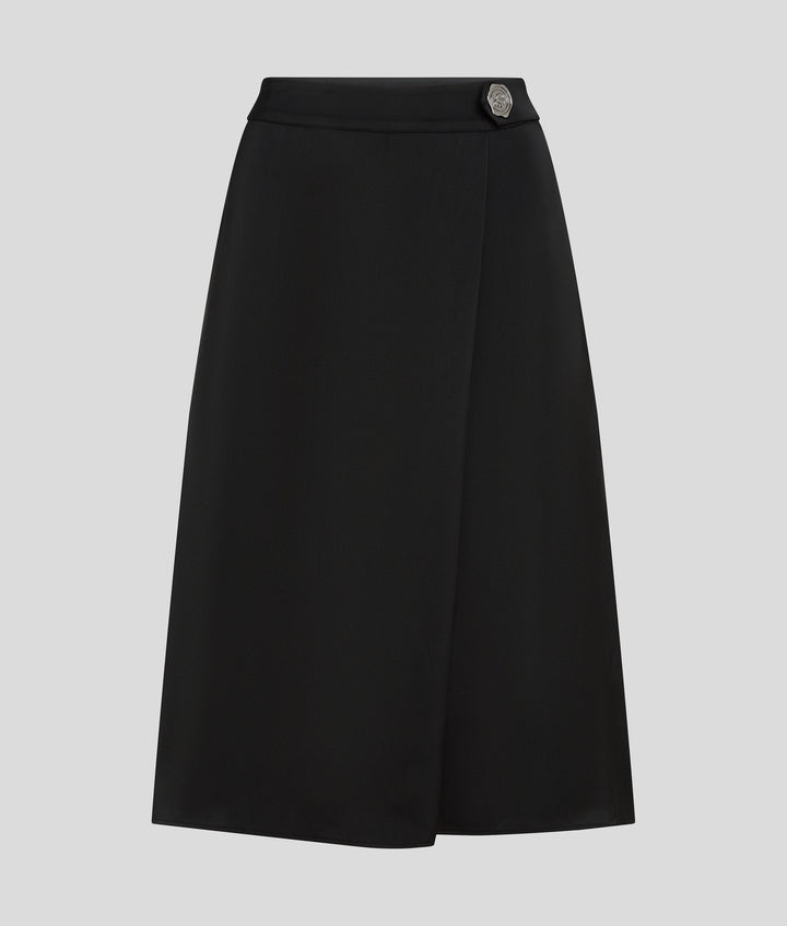 SEAL BUTTON SATIN SKIRT