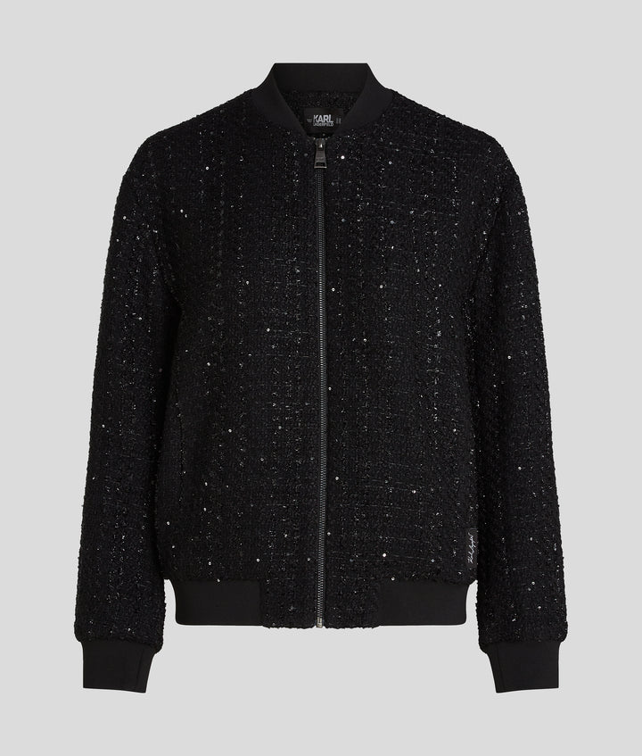 SPARKLE BOUCLE BOMBER JACKET