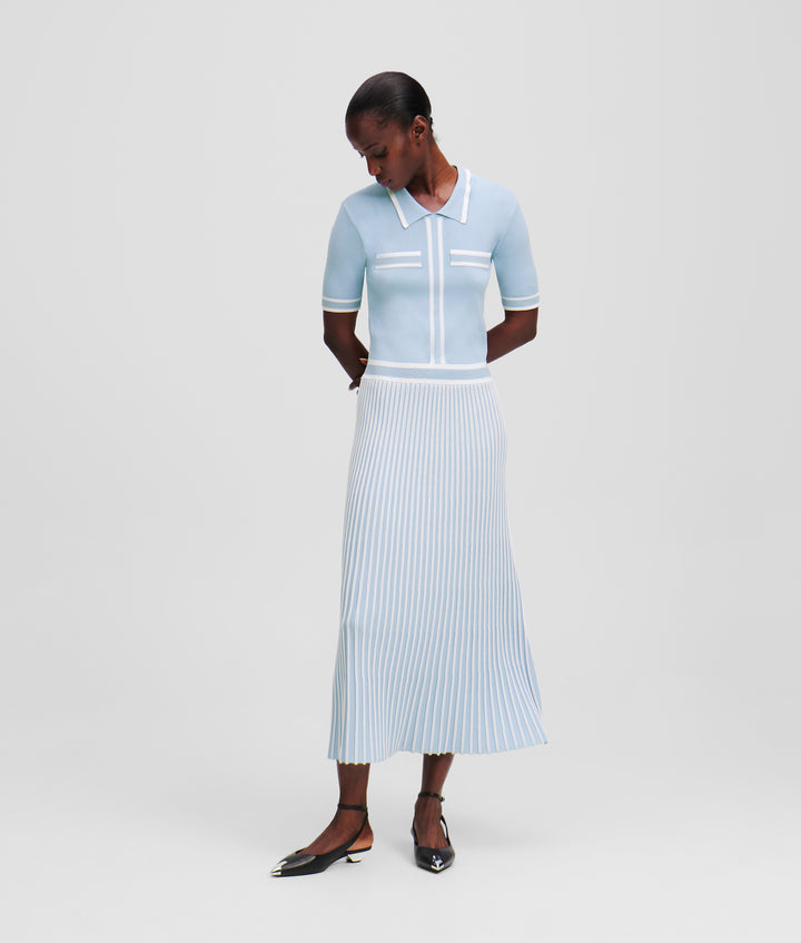 PLEATED KNIT DRESS