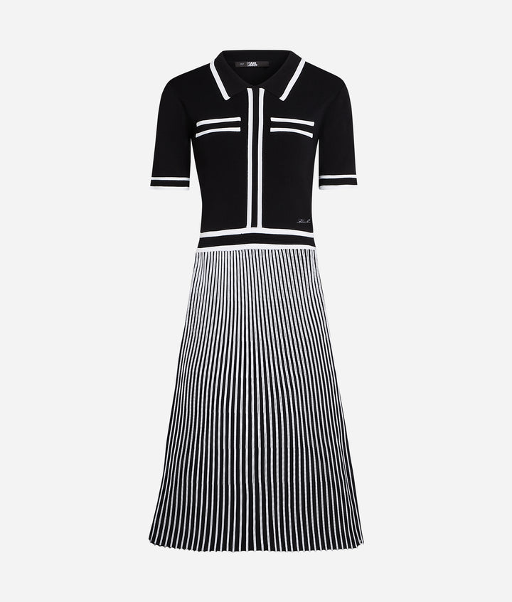 PLEATED KNIT DRESS