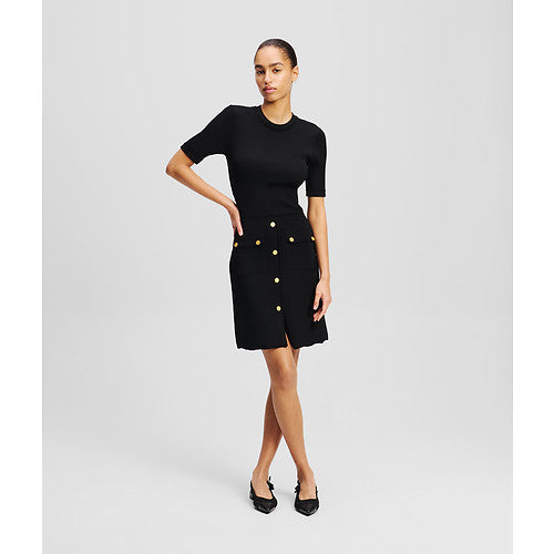 BUTTON SSLV DETAIL DRESS