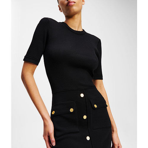 BUTTON SSLV DETAIL DRESS