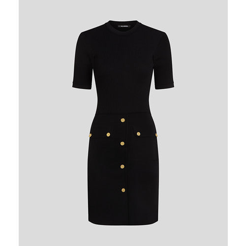 BUTTON SSLV DETAIL DRESS