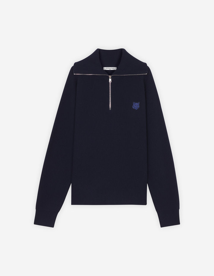 BOLD FOX HEAD PATCH HALF ZIP RIBBED JUMPER