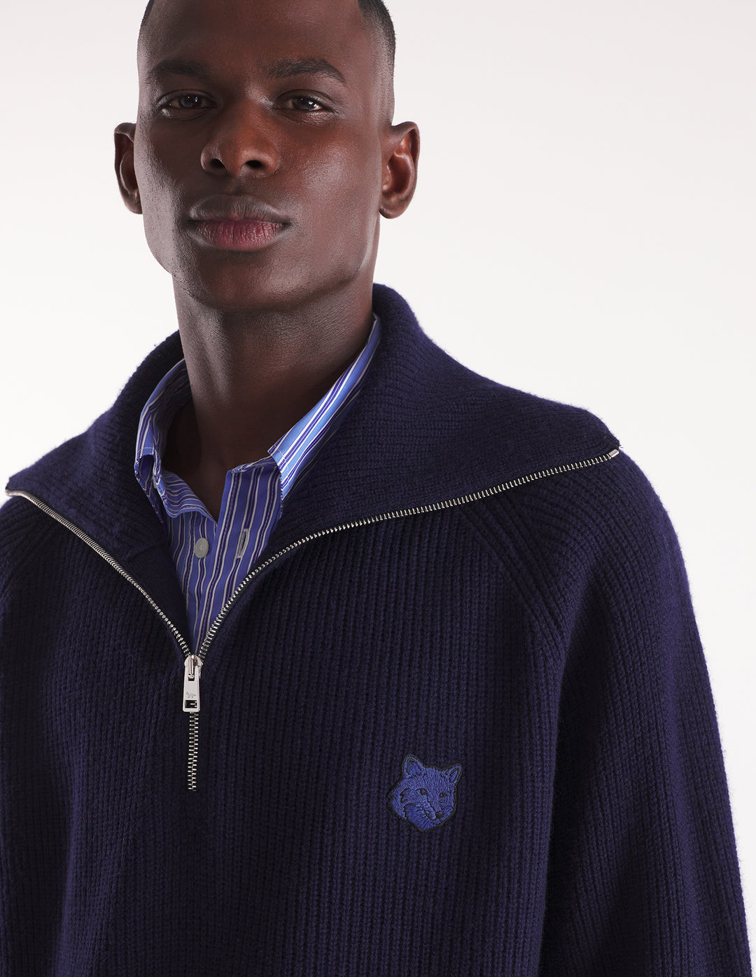 BOLD FOX HEAD PATCH HALF ZIP RIBBED JUMPER