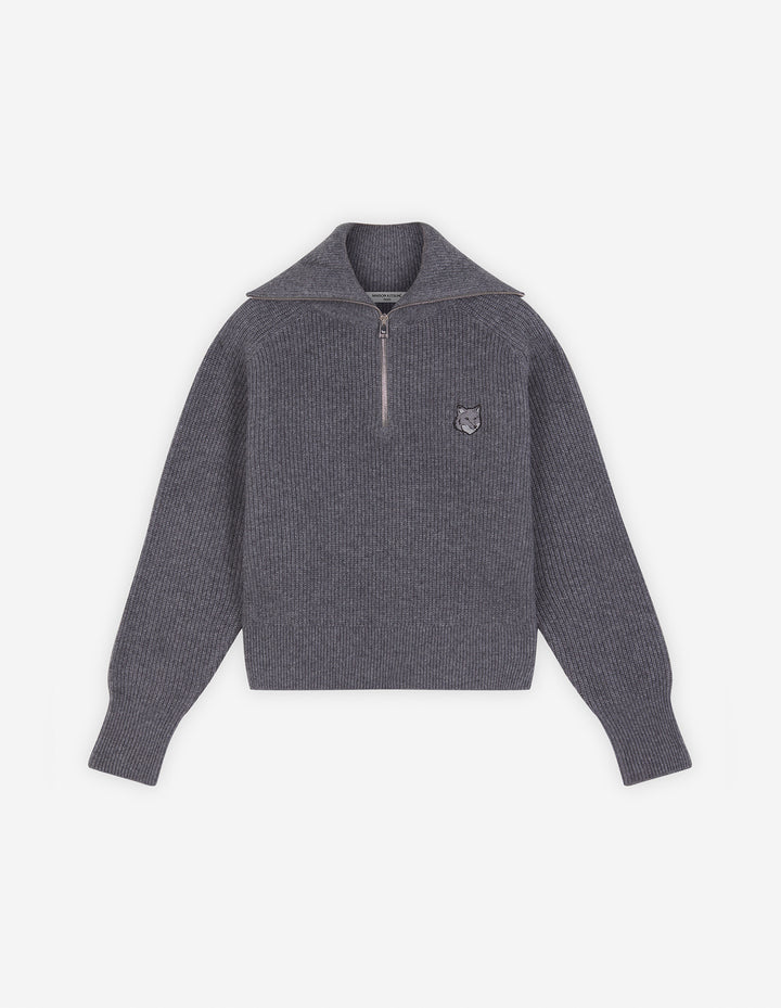 BOLD FOX HEAD PATCH HALF ZIP RIBBED JUMPER