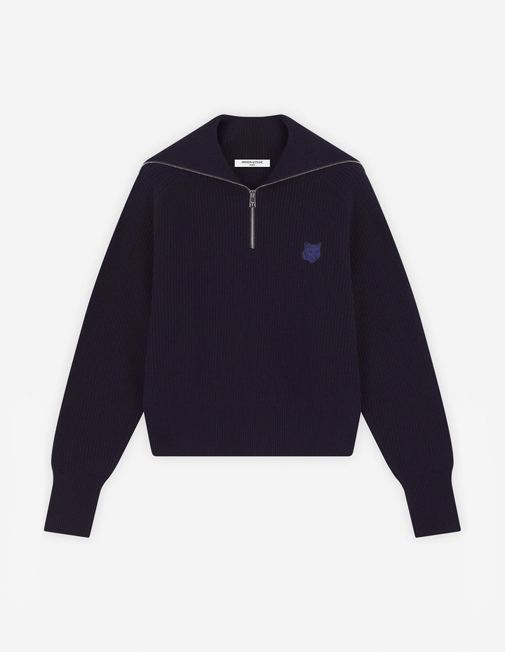 BOLD FOX HEAD PATCH HALF ZIP RIBBED JUMPER