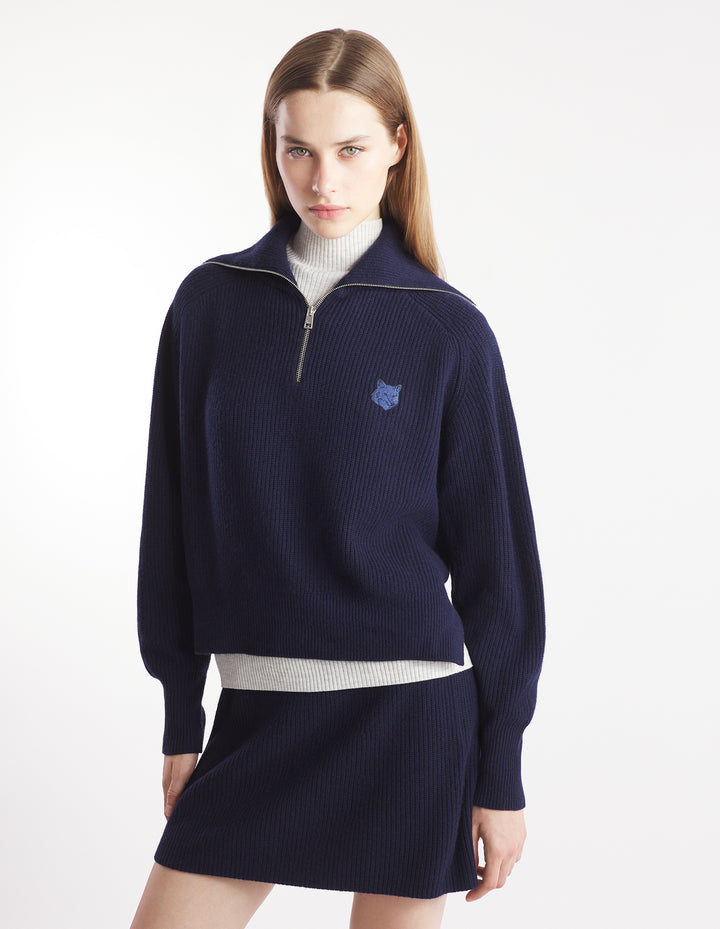 BOLD FOX HEAD PATCH HALF ZIP RIBBED JUMPER