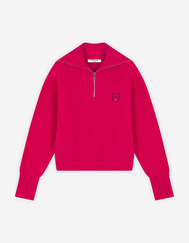 BOLD FOX HEAD PATCH HALF ZIP RIBBED JUMPER