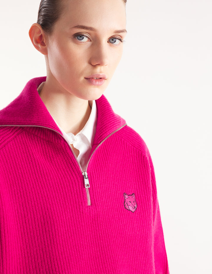 BOLD FOX HEAD PATCH HALF ZIP RIBBED JUMPER