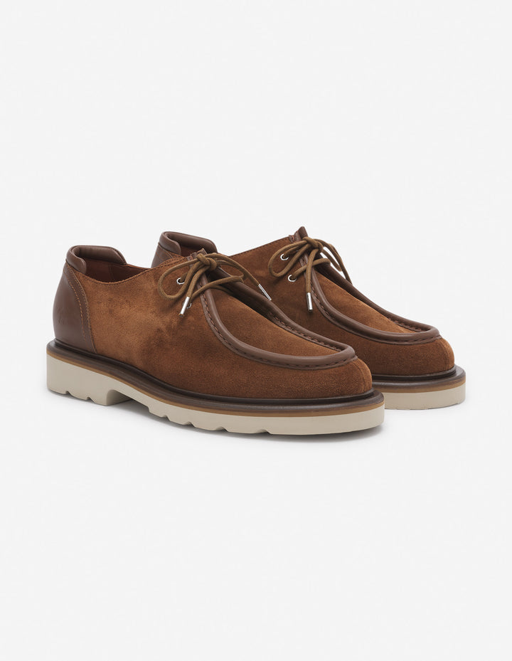 SUEDE LEATHER DERBIES DARK BROWN