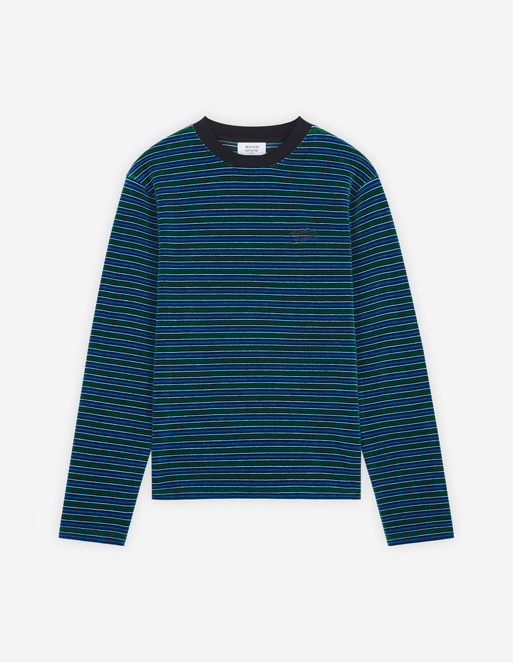 STRIPED VELVET LONG SLEEVES TEE-SHIRT