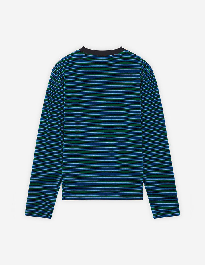 STRIPED VELVET LONG SLEEVES TEE-SHIRT