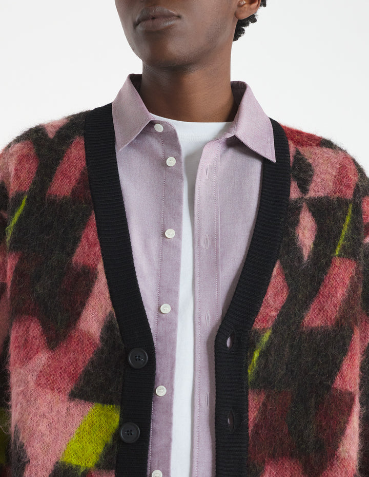 GRAPHIC MOHAIR JACQUARD CARDIGAN