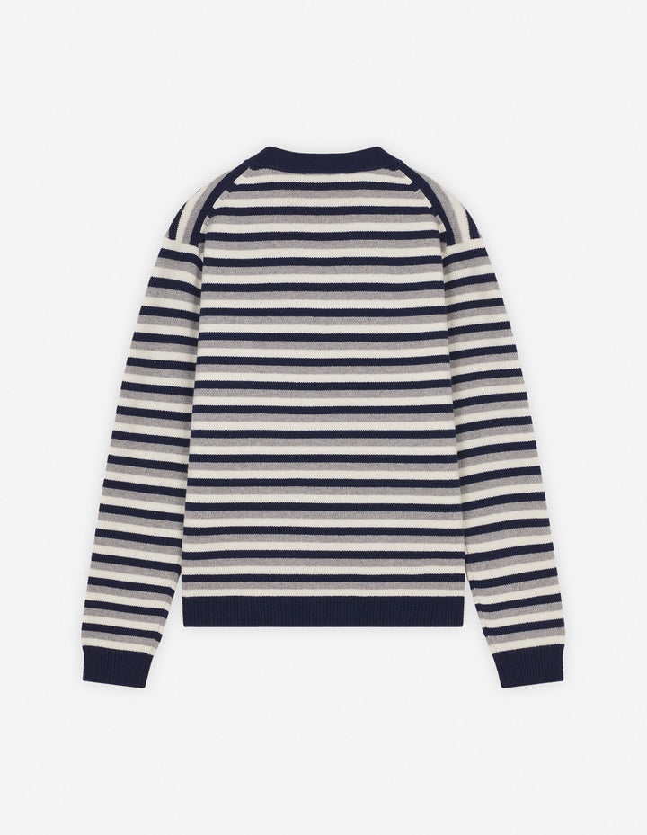 FOX HEAD INTARSIA STRIPED COMFORT CARDIGAN