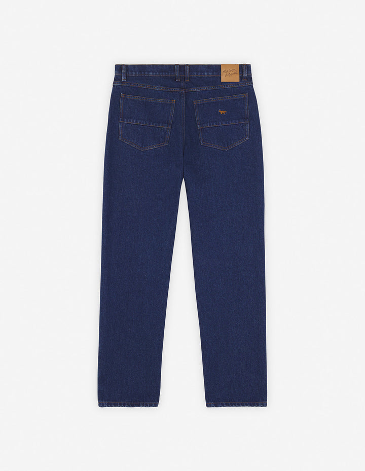 STRAIGHT DENIM JEANS STONE WASHED INDIGO