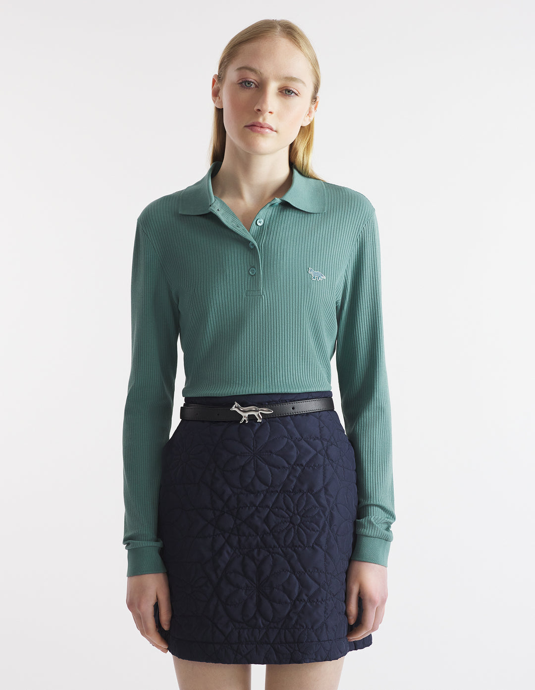 FINE RIBBED LONG SLEEVES POLO