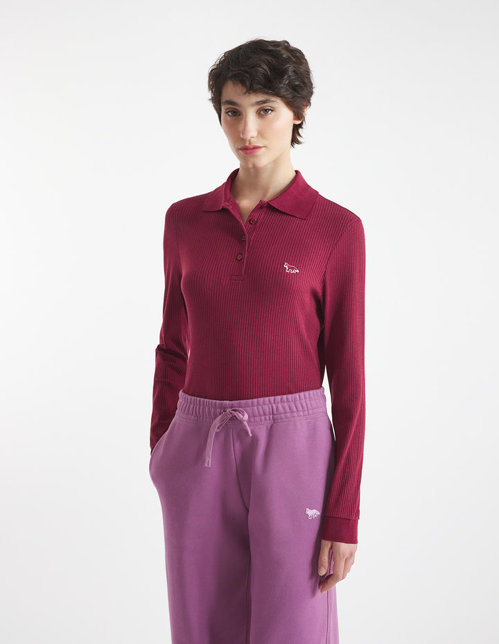 FINE RIBBED LONG SLEEVES POLO