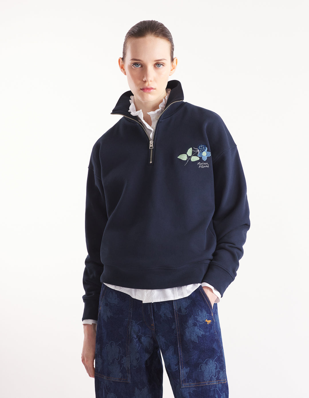 STRAWBERRY LEAF HALF ZIP SWEATSHIRT