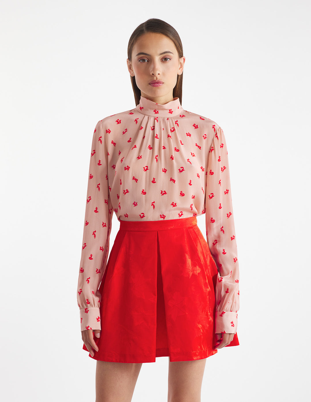 FRONT PLEAT BLOUSE PASTURE ROSE