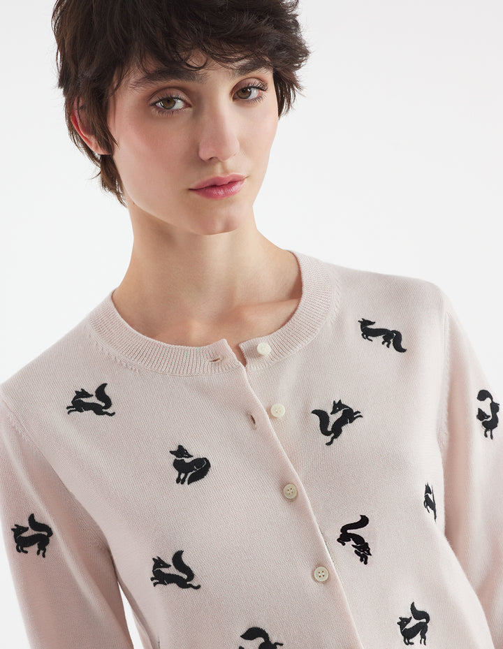 FANCY FOX EMBROIDERED CARDIGAN