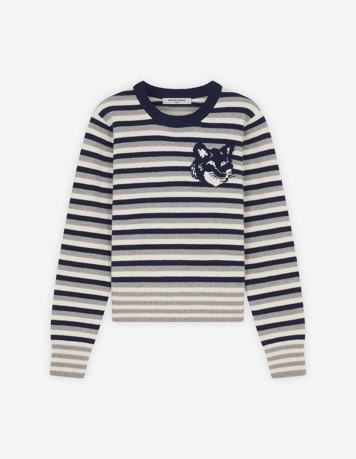 FOX HEAD INTARSIA STRIPED REGULAR JUMPER