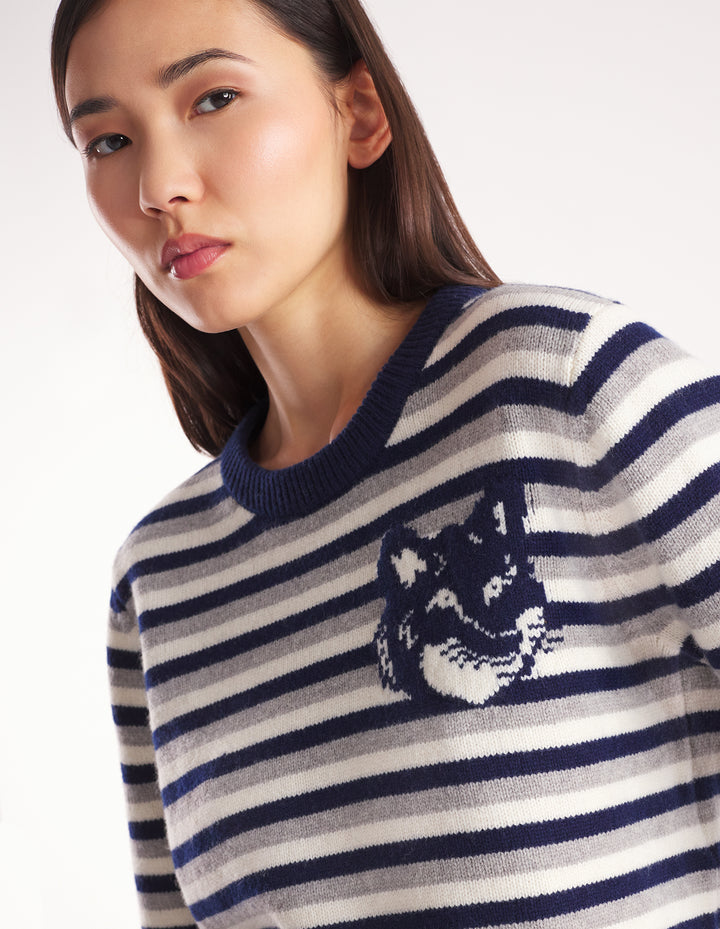 FOX HEAD INTARSIA STRIPED REGULAR JUMPER